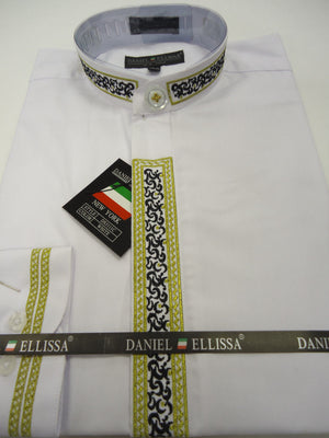 Mens DS3111C Elegant White Gold/Black Design Long Sleeve Banded No Col | Nader Fashion Las Vegas Mens DS3111C Elegant White Gold/Black Design Long Sleeve Banded No Col | Nader Fashion Las Vegas