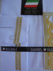 Mens Greecian Look Banded No-Collar Dress Shirt White Gold Embroidery DS3113C - Nader Fashion Las Vegas