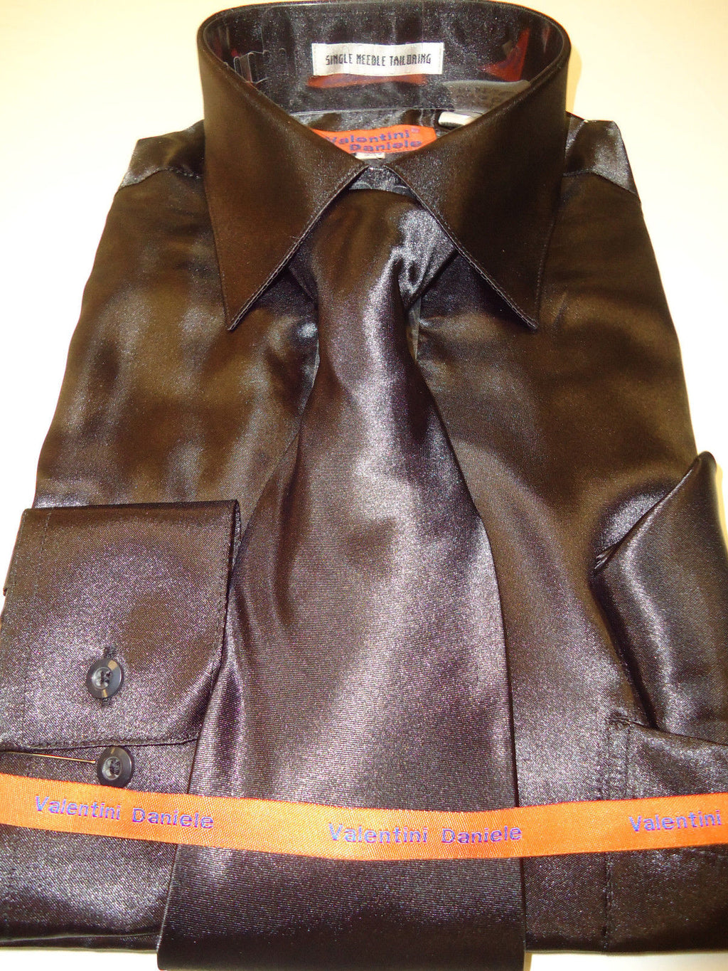Mens Karl Knox Shiny Black Silky Satin Formal Dress Shirt Tie & Hanky | Nader Fashion Las Vegas Mens Karl Knox Shiny Black Silky Satin Formal Dress Shirt Tie & Hanky | Nader Fashion Las Vegas
