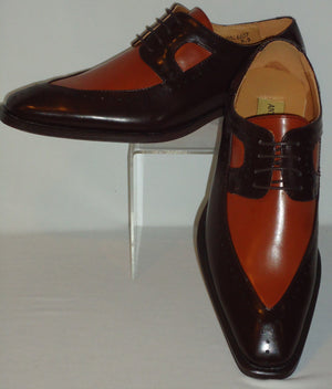 Mens Sophisticated Rich Brown & Cognac Wingtip Dress Shoes Antonio Cerrelli 6607 - Nader Fashion Las Vegas