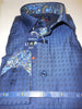 Mens Beautiful Navy Black w/Cool Patterned Cuff Modern Fit Shirt Azaro Uomo M31 - Nader Fashion Las Vegas