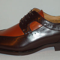 Mens Sophisticated Rich Brown & Cognac Wingtip Dress Shoes Antonio Cerrelli 6607 - Nader Fashion Las Vegas