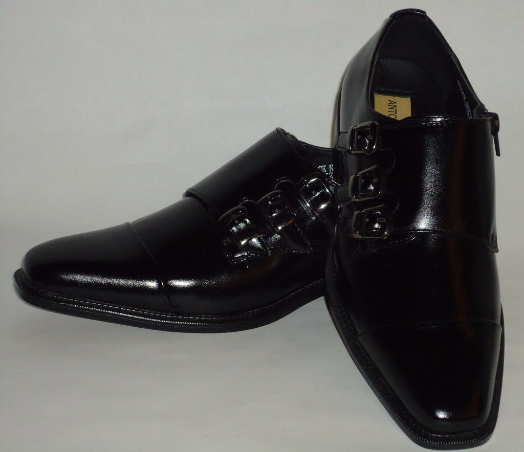 Mens Black Triple Monk Strap Zippered Dress Shoe Loafers Antonio Cerre | Nader Fashion Las Vegas Mens Black Triple Monk Strap Zippered Dress Shoe Loafers Antonio Cerre | Nader Fashion Las Vegas