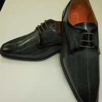 Mens Gray Grey Faux Eel Look Perforated Detail Dress Shoes Antonio Cerrelli 6712 - Nader Fashion Las Vegas