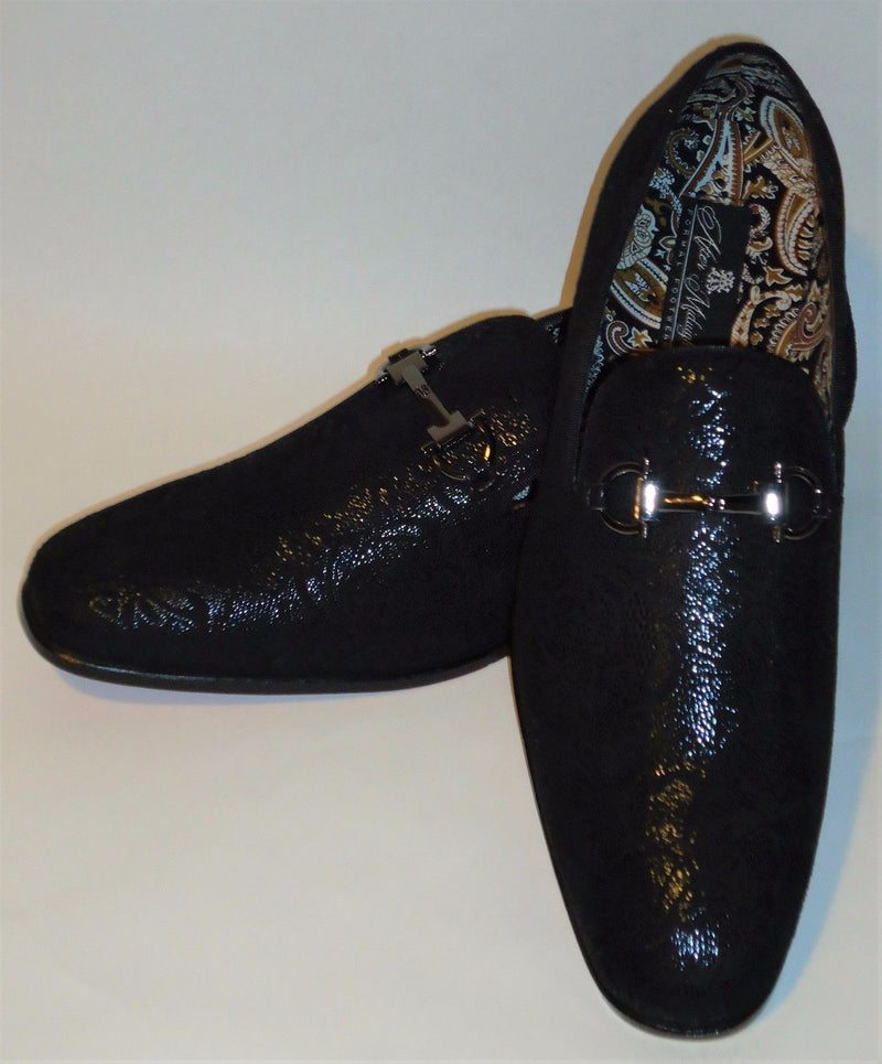 After Midnight Men\'s Black Tone On Tone Paisley Loafers Dress Shoes Size 8 After Midnite Black Paisley Slip-on Men main image 3