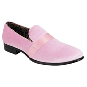 Mens Light Pink Velvet Formal Dress Loafers Shoes w/ Ribbon After Midnight 6660