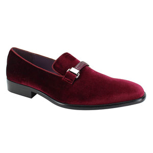 Mens Burgundy Velvet Slip On Dress Loafers w/ Braided Detail After Mid | Nader Fashion Las Vegas Mens Burgundy Velvet Slip On Dress Loafers w/ Braided Detail After Mid | Nader Fashion Las Vegas