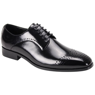 Mens Sophisticated Black Perforated Dress Shoes Antonio Cerrelli 6873 S