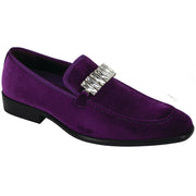 Mens Purple Velvet Dress Loafers w/ Mega Rhinestone Buckle After Midnight 6909 S