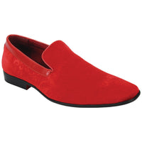 Mens Hot Red Raised Baroque Velvet Dress Slip On Shoes After Midnight 6910 S