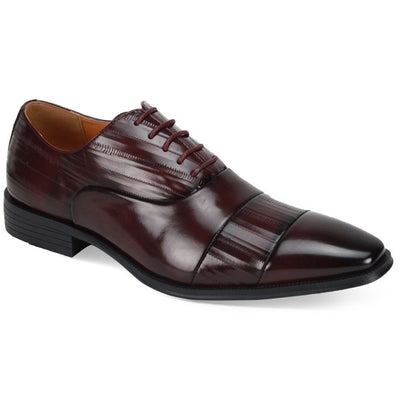 Mens Burgundy Pointed Cap Toe Glossy Lace-Up Dress Shoes Antonio Cerrelli 6936 S