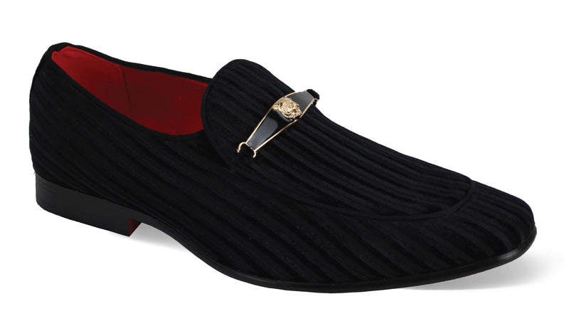 Mens Rich Black Corduroy Velvet Loafers Dress Shoes After Midnight 6946 8