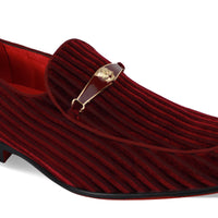 Mens Burgundy Corduroy Velvet Loafers Dress Shoes After Midnight 6946 S