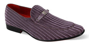 Mens Light Purple Striped Velvet Loafers Dress Shoes After Midnight 6946 S
