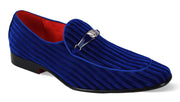 Mens Bright Royal Blue Striped Velvet Smoker Loafers After Midnight 6946 S