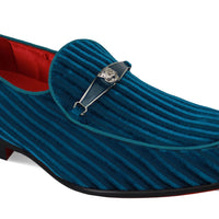 Mens Jewel Tone Teal Corduroy Velvet Smoker Loafers Dress Shoes After Midnight 6946 S