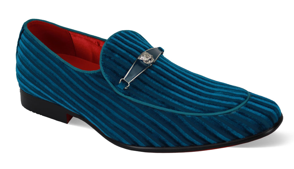 Mens Jewel Tone Teal Corduroy Velvet Smoker Loafers Dress Shoes After