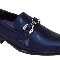 Mens Formal Midnight Navy Shiny Buckle Dress Loafers Shoes After Midnight 6948 S