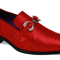 Mens Hot Red Classy Showy Fabric Formal Loafers Dress Shoes After Midnight 6948