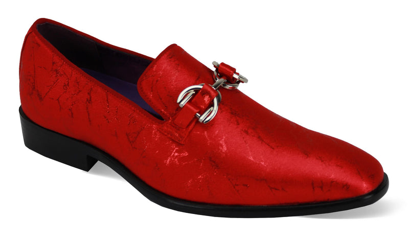 Mens Hot Red Classy Showy Fabric Formal Loafers Dress Shoes After Midnight 6948 8