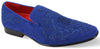 Mens Royal Blue Faux Suede Embroidered Dress Loafers After Midnight 6974