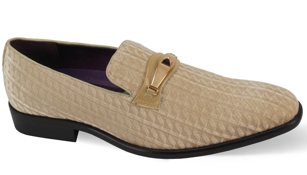 Mens Vanilla Cream Textured Velvet Dress Loafers Shoes After Midnight 6975 S