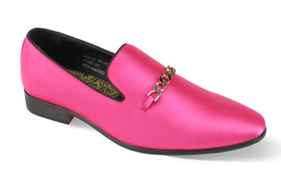 Mens Flashy Hot Pink Satin Textile Loafers Dress Shoes After Midnight 6978 S