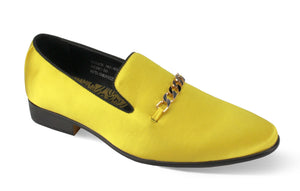 Mens  Flashy Yellow Satin Textile Loafers Dress Shoes After Midnight 6978 S