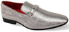 Mens Elegant Silver Glossy Textile Loafers Dress Shoes After Midnight 6979