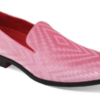 Mens Soft Pink Geometric Velvet Design Dress Loafers Shoes After Midnight 6992 S