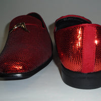 Mens Amazing Shiny Sparkly Cherry Red Sequin Dress Shoes After Midnight 6759 S