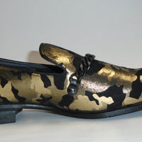 Mens Abstract Black Gold Slip On Loafers Dress Shoes After Midnight 6828 S