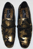 Mens Abstract Black Gold Slip On Loafers Dress Shoes After Midnight 6828 S
