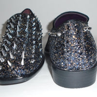 Mens Black Multi Glitter Ultra Spike Dress Loafers Shoes After Midnight 6788 S