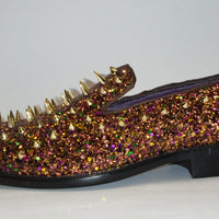 Mens Bronze Copper Multi Glitter Ultra Spike Dress Loafers Shoes After Midnight 6788 S