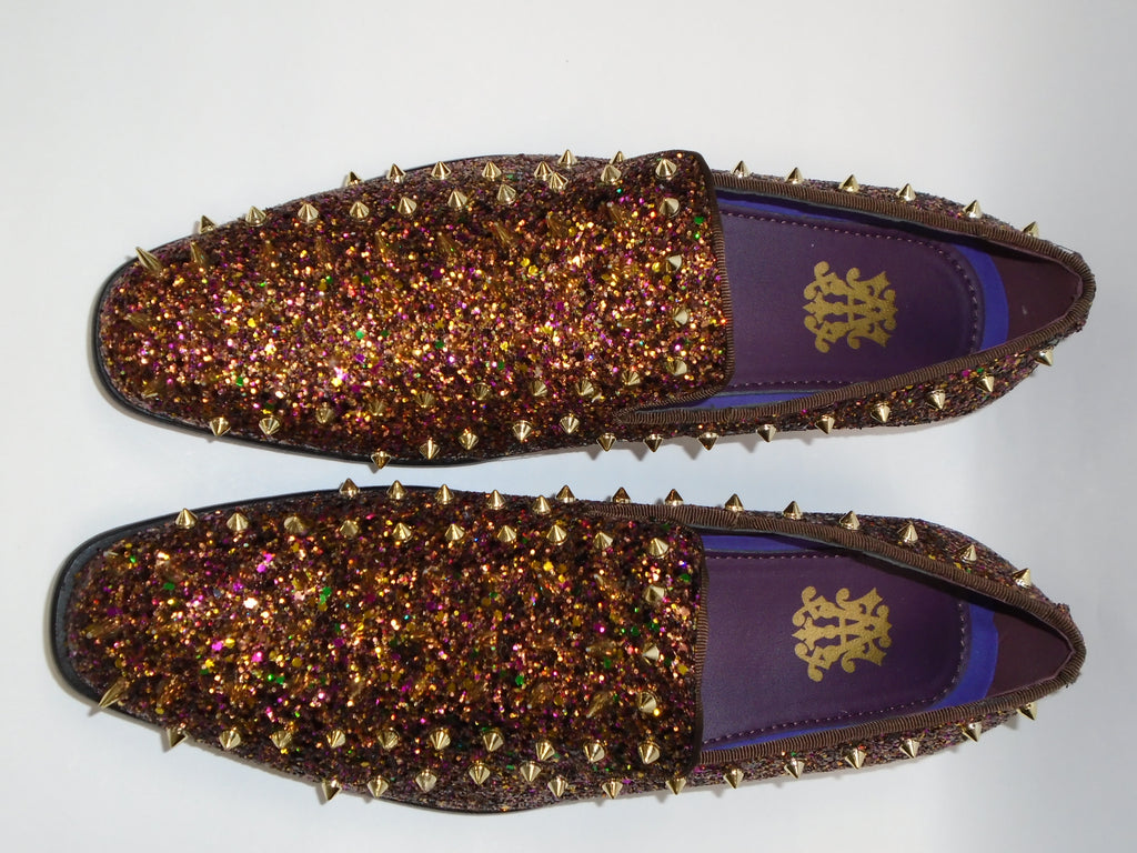 Mens Royal Blue Multi Glitter Ultra Spike Dress Loafers Shoes After Mi