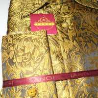 Mens Gold Foil Ivy Paisley High Collar F/C Jacquard Shirt SANGI MILAN COLLECTION 2051