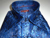 Mens Royal Blue Metallic Foil Ivy Paisley High Collar F/C Jacquard Shirt SANGI MILAN COLLECTION 2047