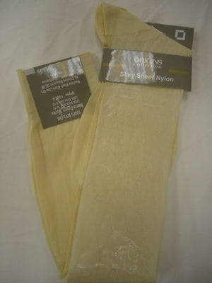 Mens Light Yellow Origins Silky Sheer Knee-High OTC Nylon Dress Socks TNT