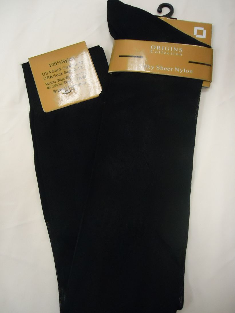 mens nylon sheer dress socks Mens Sheer Nylon OTC Thick N Thin Socks, TNT's Cap Toe and Heel, Black SZ 10-13