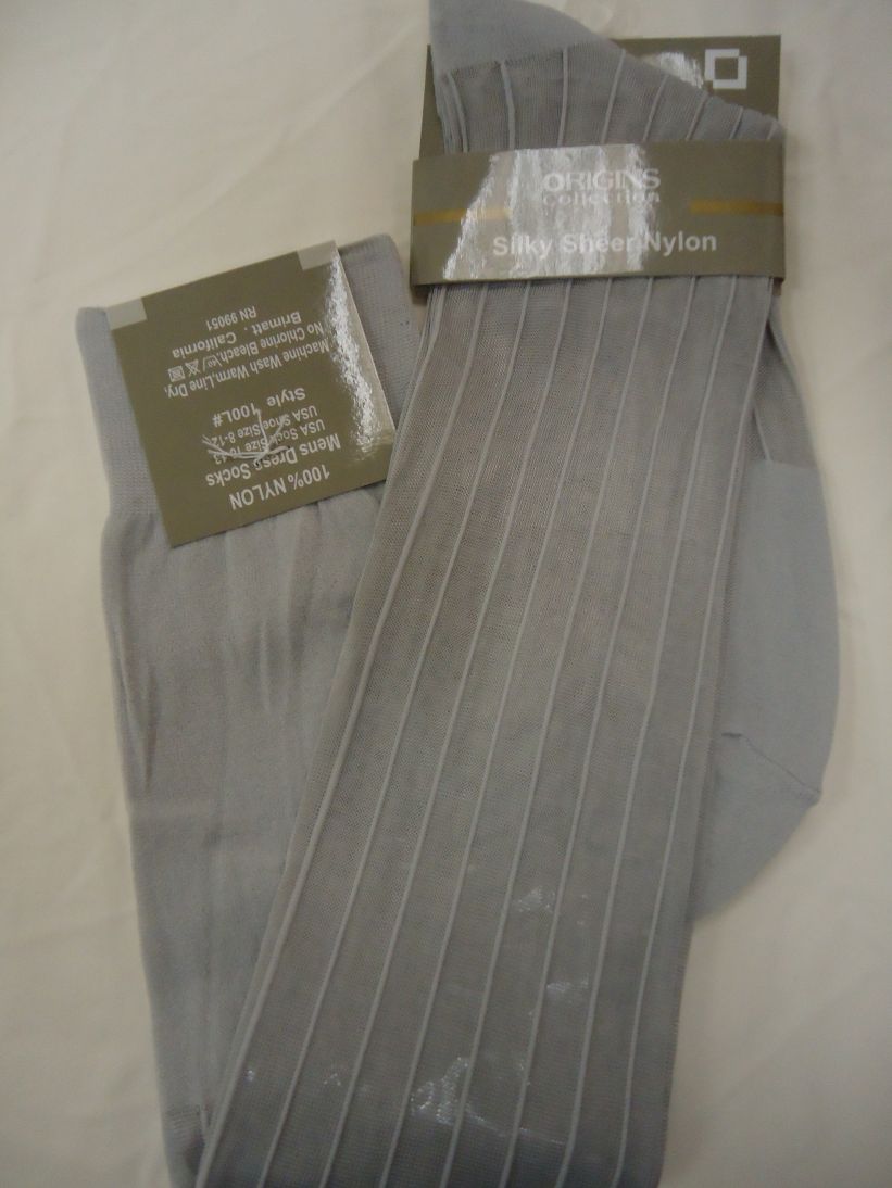 Mens Silver Gray Light Grey Origins Silky Sheer Knee-High OTC Nylon Dress Socks TNT Mens Silver Gray Light Grey Origins Silky Sheer Knee-High OTC Nylon Dress Socks TNT