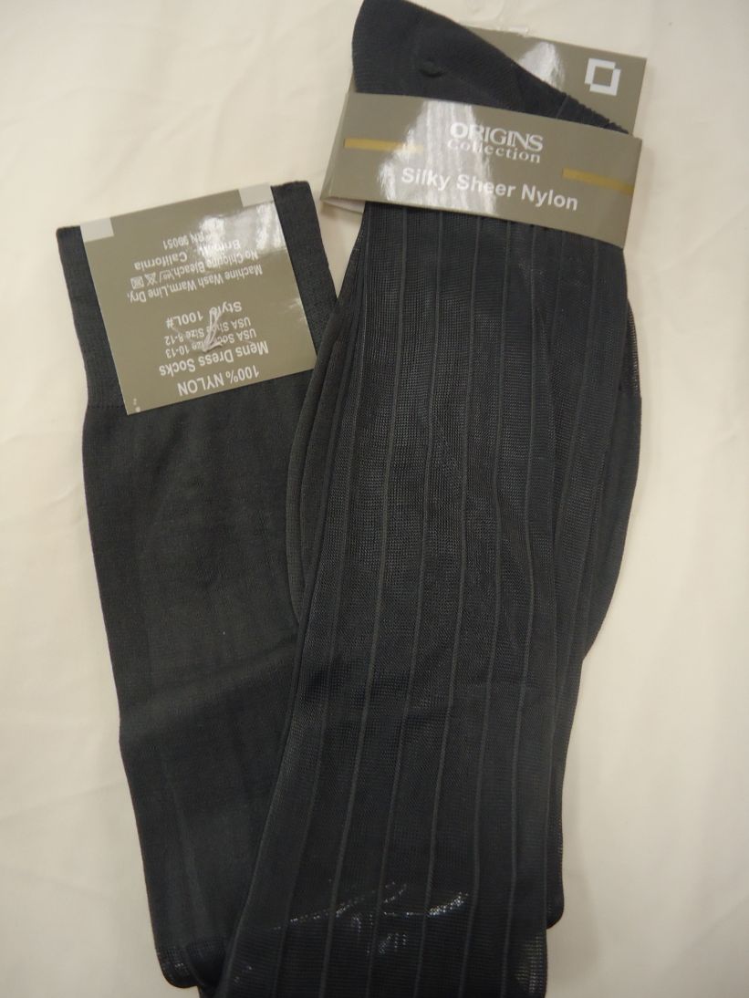 Mens Charcoal Gray Origins Silky Sheer Knee-High OTC Nylon