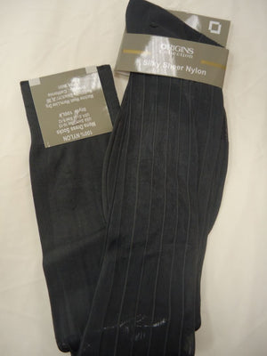 Mens Charcoal Gray Origins Silky Sheer Knee-High OTC Nylon Dress Socks TNT - Nader Fashion Las Vegas