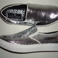 Mens Shiny Sparkly Silver Sequin Sneakers Casual Sole After Midnight 6758 S