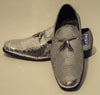 Mens Shiny Sparkling Metallic Silver Sequin Dress Shoes After Midnight 6759