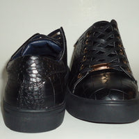 Mens Cool Black Croco Embossed Dress Sneakers Rubber Sole NY718 6730