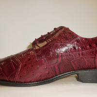 Mens Elegant Burgundy Croco-Look Dress Oxford Shoes Liberty LS1105