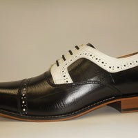 Mens Black White Detail Old School Oxford Fashion Dress Shoes Liberty LS1000 S