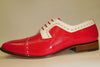 Mens Red White Detail Old School Oxford Fashion Dress Shoes Liberty LS1000 S