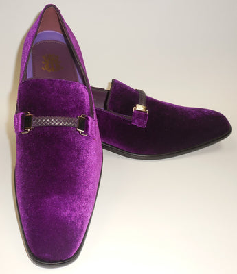 After Midnight Men's Raised Baroque Velvet Dress Loafers Shoes